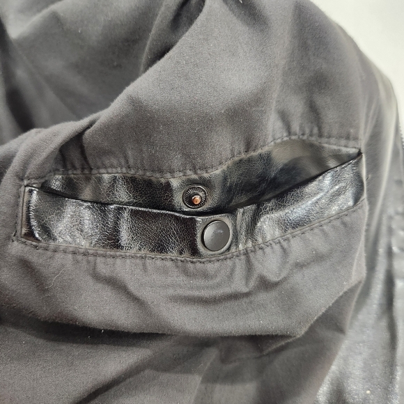 Black Rivet Faux Leather Jacket Mens XXL Black Biker Moto Coat Lined Ribbed - Picture 5 of 12